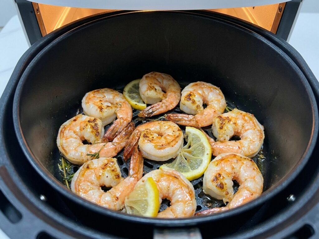 Golden shrimp cooking air fryer