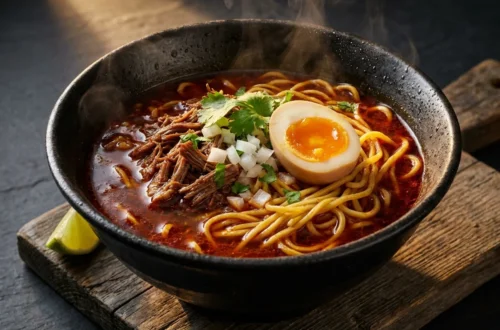 Ultimate Birria Ramen recipe with perfectly emulsified consommé