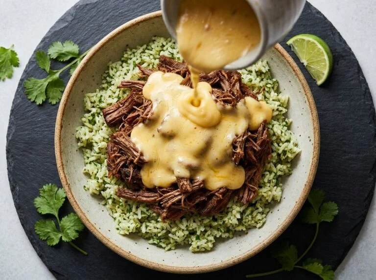Better Than Chipotle! Easy 15-Minute Barbacoa Bowl Recipe with Cilantro Lime Rice. The ultimate healthy dinner dupe by Chef Albert at Taste Pillar.