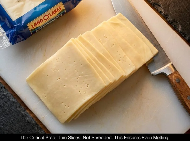 Creamy white queso dip being poured from a ladle showing perfect smooth texture with zero separation