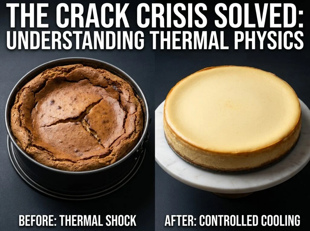 The Ultimate New York Style Cheesecake: 3 Scientific Secrets to a Flawless, Crack-Free Surface