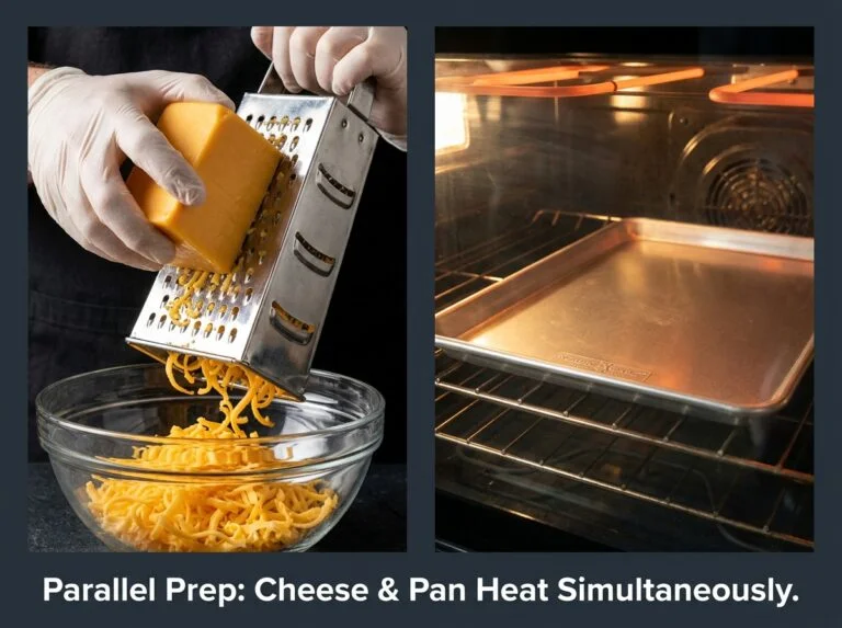 Step-by-step assembly of cheesy baked chicken quesadillas showing layering sequence