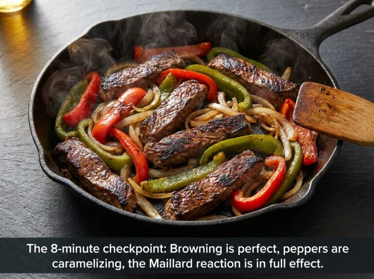 Sizzling Sheet Pan Steak Fajitas with melted cheese and colorful bell peppers on a dark slate background, zero cleanup recipe.