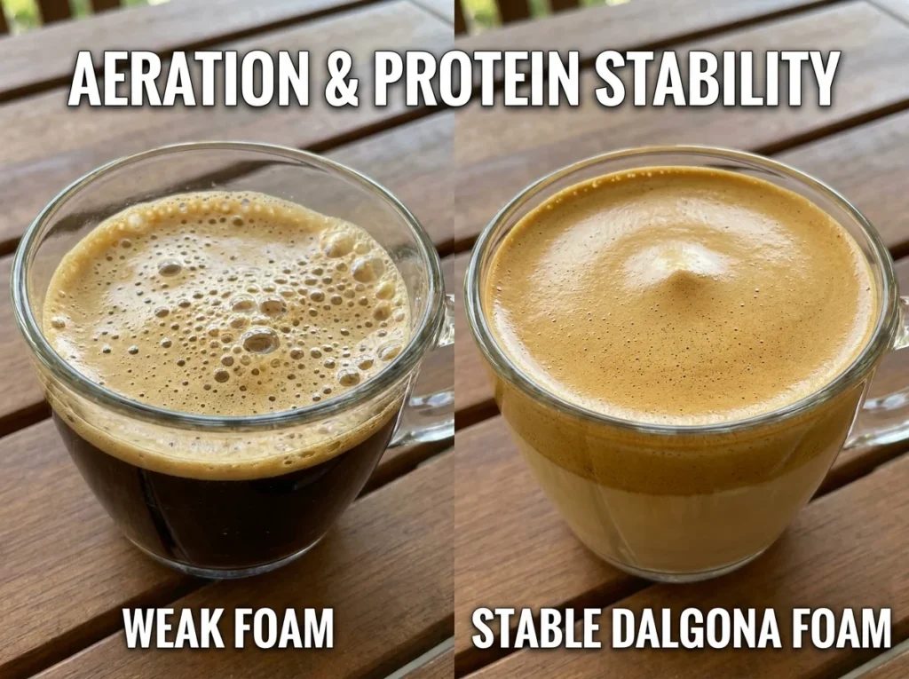 Scientific Dalgona Coffee Secrets fluffy whipped coffee foam stiff peaks macro shot professional recipe