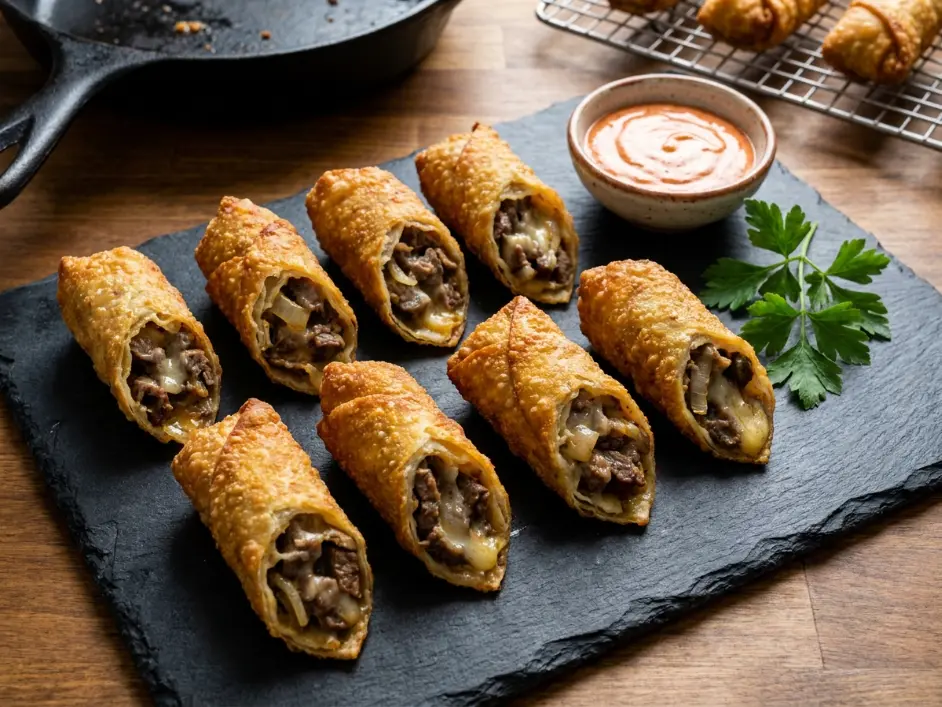 Scientific Philly Cheesesteak Egg Rolls