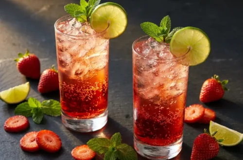 sparkling strawberry mojito mocktail