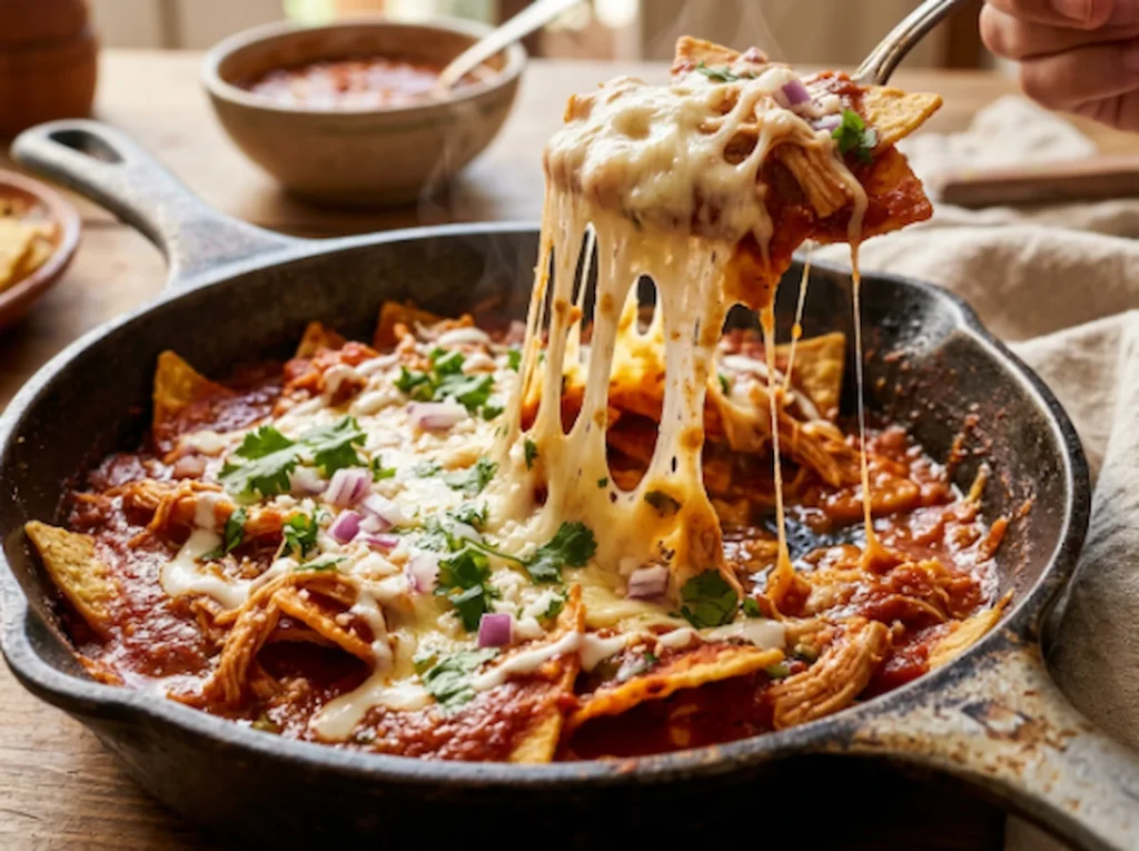 Cheesy Chicken Chilaquiles Rojos